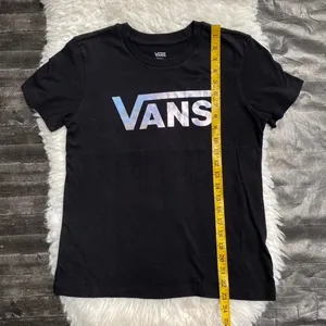 Vans Black Graphic Tee Short Sleeve Shirt Holographic Shiny Spell Out Logo thumbnail 7