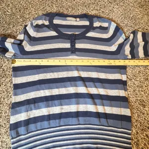 Croft & Barrow Womens Blue Striped Henley Cotton Knit Sweater Size‎ L RN 73277 thumbnail 4