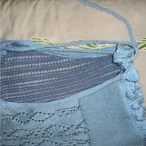 Light Blue One-Shoulder Crochet Maxi Dress thumbnail 7