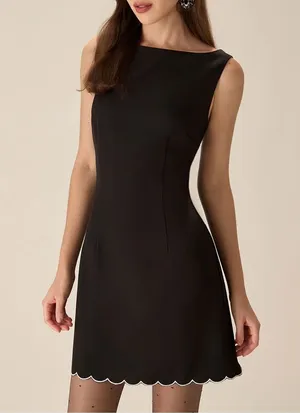 Rihoas Black Contrasting Sleeveless Mini Dress thumbnail 1