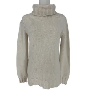 Incentive Cashmere Ivory Chunky Knit Turtleneck Sweater Made Italy Size S thumbnail 3
