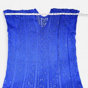 Source Unknown Blue Crochet Knot Coverup Poncho Dress with Side Tassels, NWOT thumbnail 2