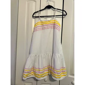 Lisa Marie Fernandez Target Dress Ric Rac White Pink‎ Yellow Tiered XS Coastal thumbnail 3