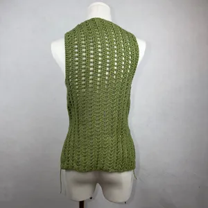 Handmade Crochet Tank Top Women Small Green Open Knit Boho Festival Goblincore thumbnail 3