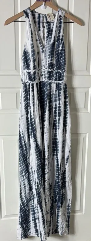 Japna Blue and White Tie-Dye Maxi Dress medium thumbnail 1