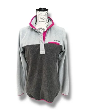 Columbia Benton Springs Half Snap Pullover Gray Heather Shark Pink Fleece Medium thumbnail 1