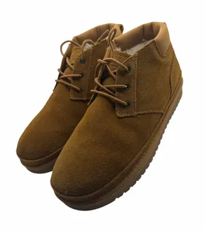 UGG Koolaburra Women's Suede Lace-Up Tan Ankle Booties Faux Fur Lining Size 8 thumbnail 1