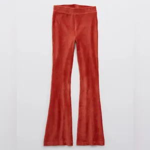 Aerie Groove-On Velour High Waisted Flare Pant -‎ Size S - Cinnabar - NWT thumbnail 10
