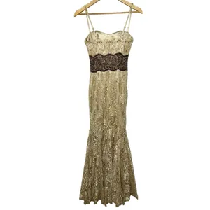 NWT Mandalay Cream Floral Lace Beaded Sequin Mermaid Evening Gown Dress Size 8 thumbnail 6