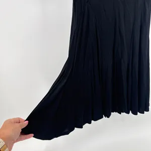 Polo Ralph Lauren Black Viscose Drop Waist Pleated Dress V-Neck‎ Long Sleeve SM thumbnail 3