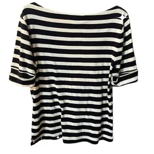 Lauren Ralph Lauren size XL nautical boat cut necklace cotton top. thumbnail 2