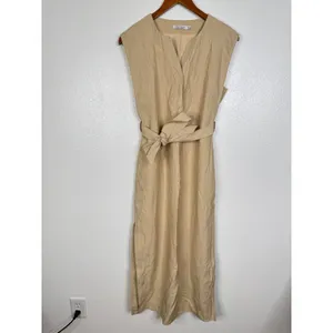 Mon Renn Beige Sleeveless Belted‎ Midi Dress Utility Sand Size XS MRS124004 thumbnail 2