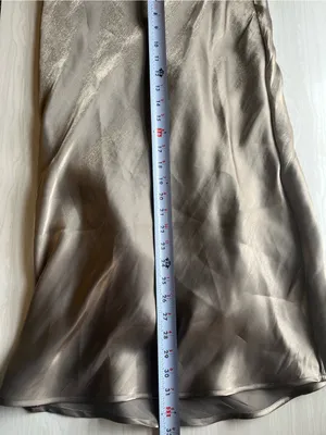 NWT Anthropologie Shine Bias Midi Skirt XS Metallic Khaki Champagne $108 thumbnail 7