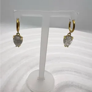 Earrings water droplets‎ heart Gold thumbnail 5