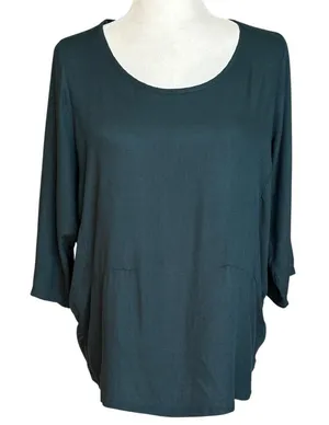 Peruzzi Dark Teal 3/4 Sleeve Top Size 8 Blue thumbnail 1