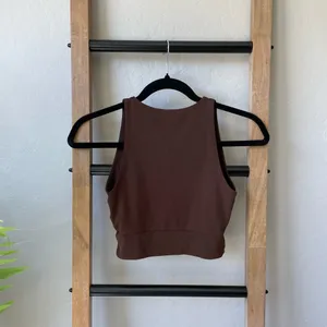 Aerie Brown Knot-Front Crop Tank thumbnail 4