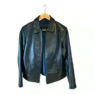 Wilsons Leather Pelle Studio Jacket Women Size Medium Full Zip Black Solid thumbnail 12