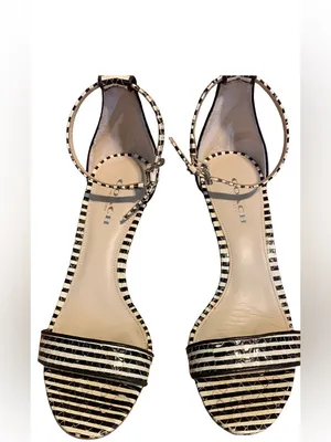 Coach "Marci Stripey" Black & White Leather Striped Kitten Heel Shoes (5b) thumbnail 7