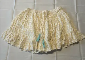 Anthropologie RAGA Mini Ruffle Skirt Tassel White & Yellow Boho Size Medium thumbnail 1
