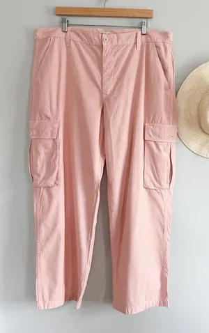 Madewell | Garment Dyed Low-Slung Straight Cargo | Petal Pink | Sz 33 | NWT thumbnail 1