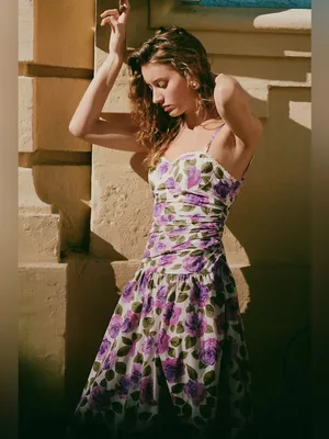 Anthropologie Maeve Cotton floral Printed Midi Dress size medium NEW NWT garden thumbnail 2
