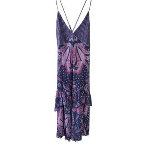 Free People Swept Away Maxi Top Sheer Dress Beach Cover-Up Womens XL Blue/Purple thumbnail 2