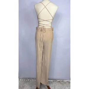 House of Harlow 1960 x Revolve Madeline Jumpsuit Womens Large Cream White Ribbed thumbnail 2