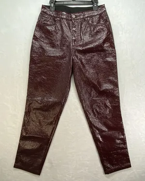 ASOS Jeans Womens 32x32 Oxblood‎ Vinyl Mid Rise 90's Straight Leg thumbnail 1