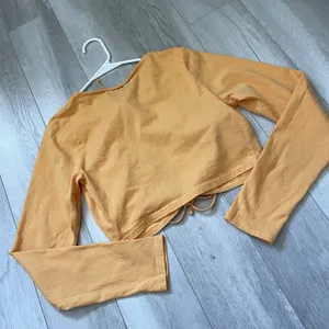 Free People Top open tie long sleeve crop womens Orange (medium) beach vacation thumbnail 4