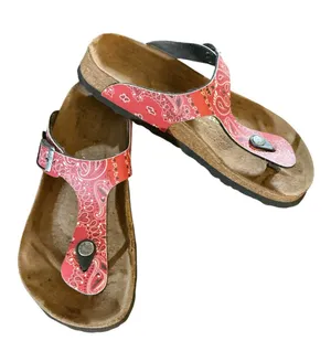 Papillio by Birkenstock Rom Thong Sandals Red Paisley Bandana Print Size 37 / US 6 thumbnail 1