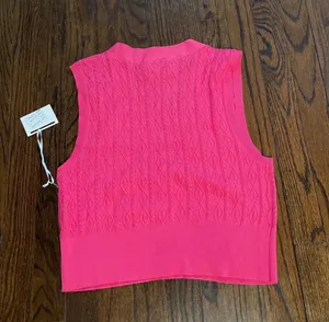 Pink Cropped Sweater Vest Size L thumbnail 3