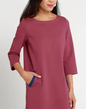 Betabrand Mauve Plum 3/4 Sleeve Half-Day Shift Dress - Size - XL thumbnail 1