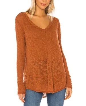 Free People We The Free Copper Orange Ocean Air Hacci Sweater Size Medium thumbnail 1