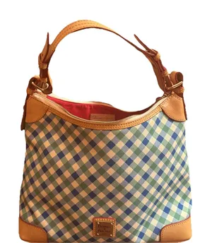 DOONEY & BOURKE Zip Satchel Green Plaid Medium Purse HandBag thumbnail 1