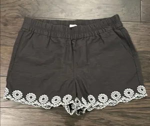 NWT JCrew Factory Dark Gray Embroidered Shorts Sz M thumbnail 1