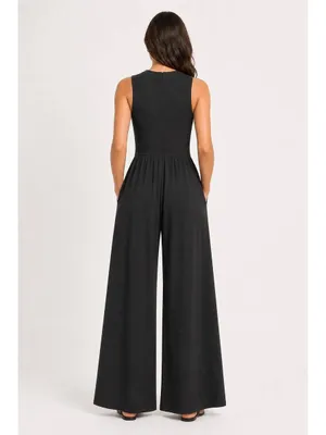 Cider Solid Sleeveless Wide Leg Jumpsuit thumbnail 9