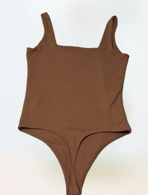 Abercrombie and Fitch Soft Collection Brown Matte Seamless Squareneck Bodysuit S thumbnail 3