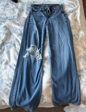 American Eagle Dark Wash Jeans, Stretch & Baggy thumbnail 1