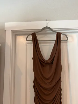 Showpo new Cassidy Brown Backless Gold Trim Bodycon Dress thumbnail 7