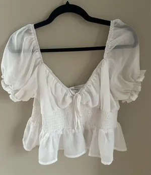 White Babydoll Top She & Sky thumbnail 1