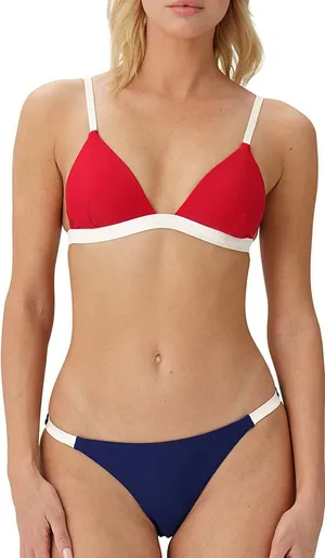 NWT  red and white triangle bikini top thumbnail 1