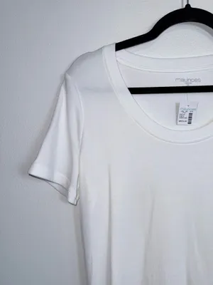 Maurices 24/7 Jordan Ribbed Scoop Neck Tee Solid White NWT thumbnail 4