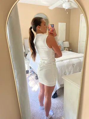 Single Sleeve White Dress thumbnail 7