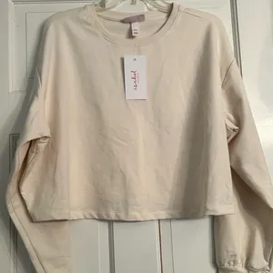 Isabel Maternity by Ingrid & Isabel Cropped Crewneck Sweatshirt - Cream xxl nwt thumbnail 1