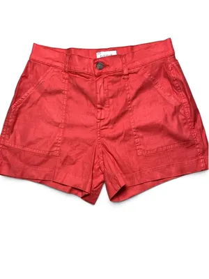 EVEREVE Womens Shorts 27 Coral Red Linen Blend High Rise Utility Pockets thumbnail 7