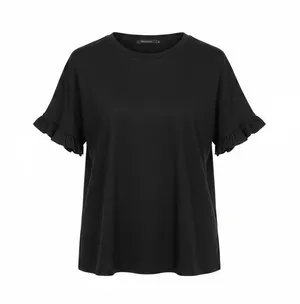 PRETTYGARDEN Black Short-Sleeve Ruffle Detail Tee - Women thumbnail 1