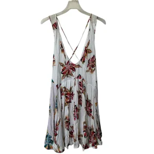 FREE PEOPLE Thought I Was Dreaming Floral Mini Dress Ivory halter L thumbnail 4