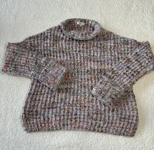 Madewell Rayner Chunky Marled Orchid Mock Neck Cable Knit Winter Sweater Size XS thumbnail 2