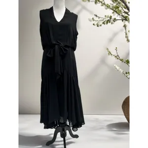 Just Tylor Women's Size(10)‎ Dress High Low Midi Chiffon Black with Bow thumbnail 2