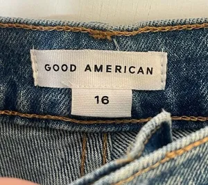 Good American NEW Good 90s Shorts Plus Size 16 Blue Denim High Rise Distressed thumbnail 3